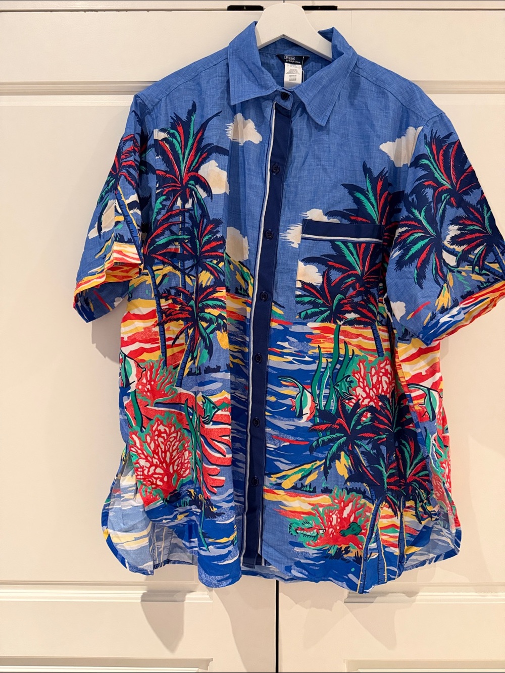 Polo by Ralph Lauren Blue Tropical Palm Print cover up short set. NWT